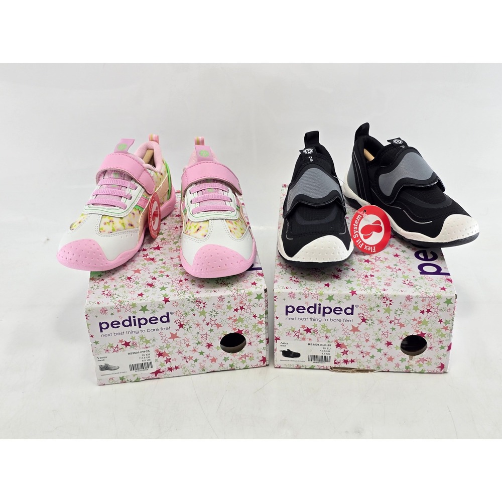2 Lot Pediped Venus & Aries Sneaker Bundle Toddler Size 8.5 Pink Black - New
